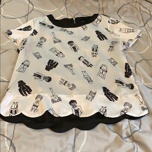 Black and white Star Wars blouse